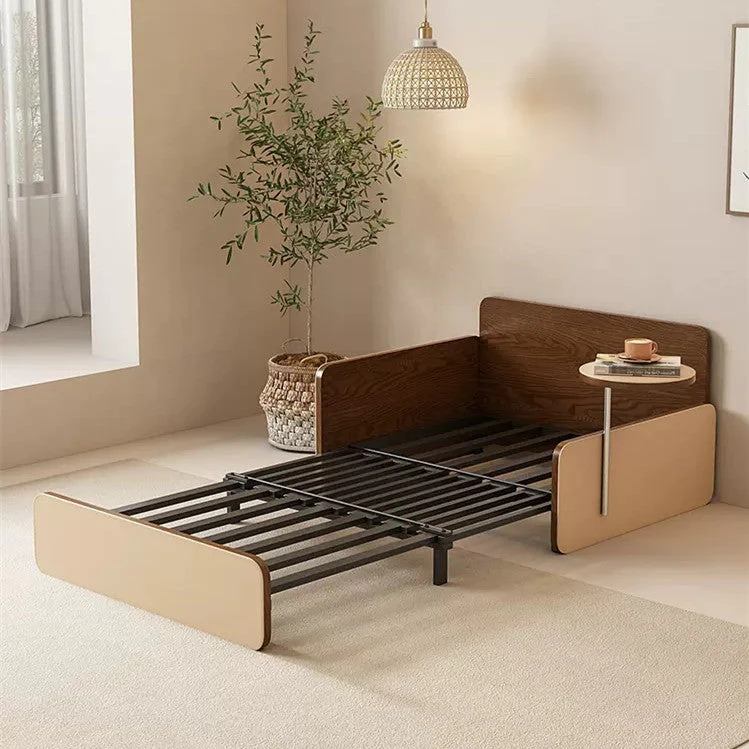 Nordic Modern Leathair Pull Out Sofa Bed with Rotating Desk - Image 5