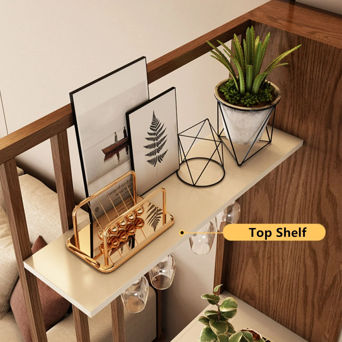 Nordic Retractable Bar Table with Wine Rack Cabinet - Image 11