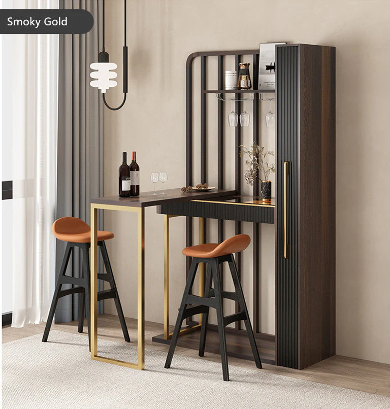 Nordic Retractable Bar Table with Wine Rack Cabinet - Image 16