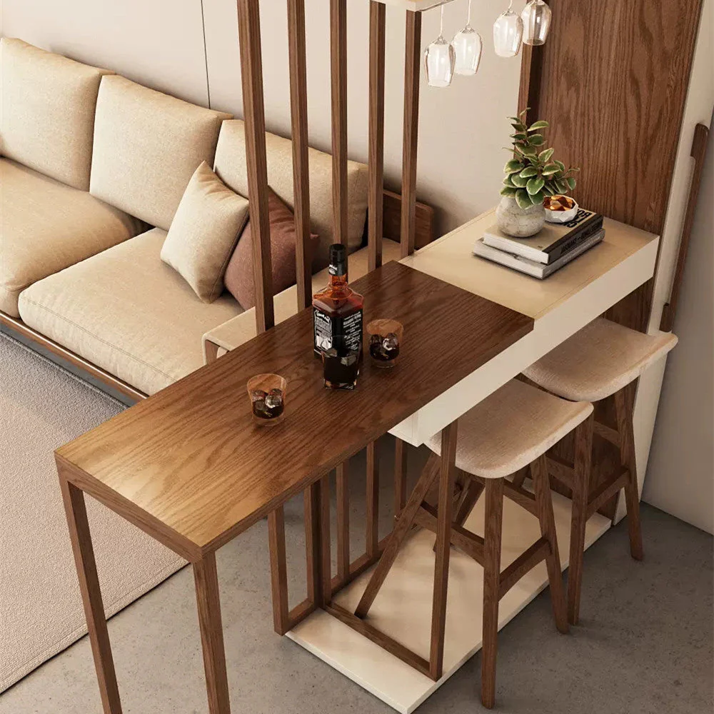 Nordic Retractable Bar Table with Wine Rack Cabinet - Image 4