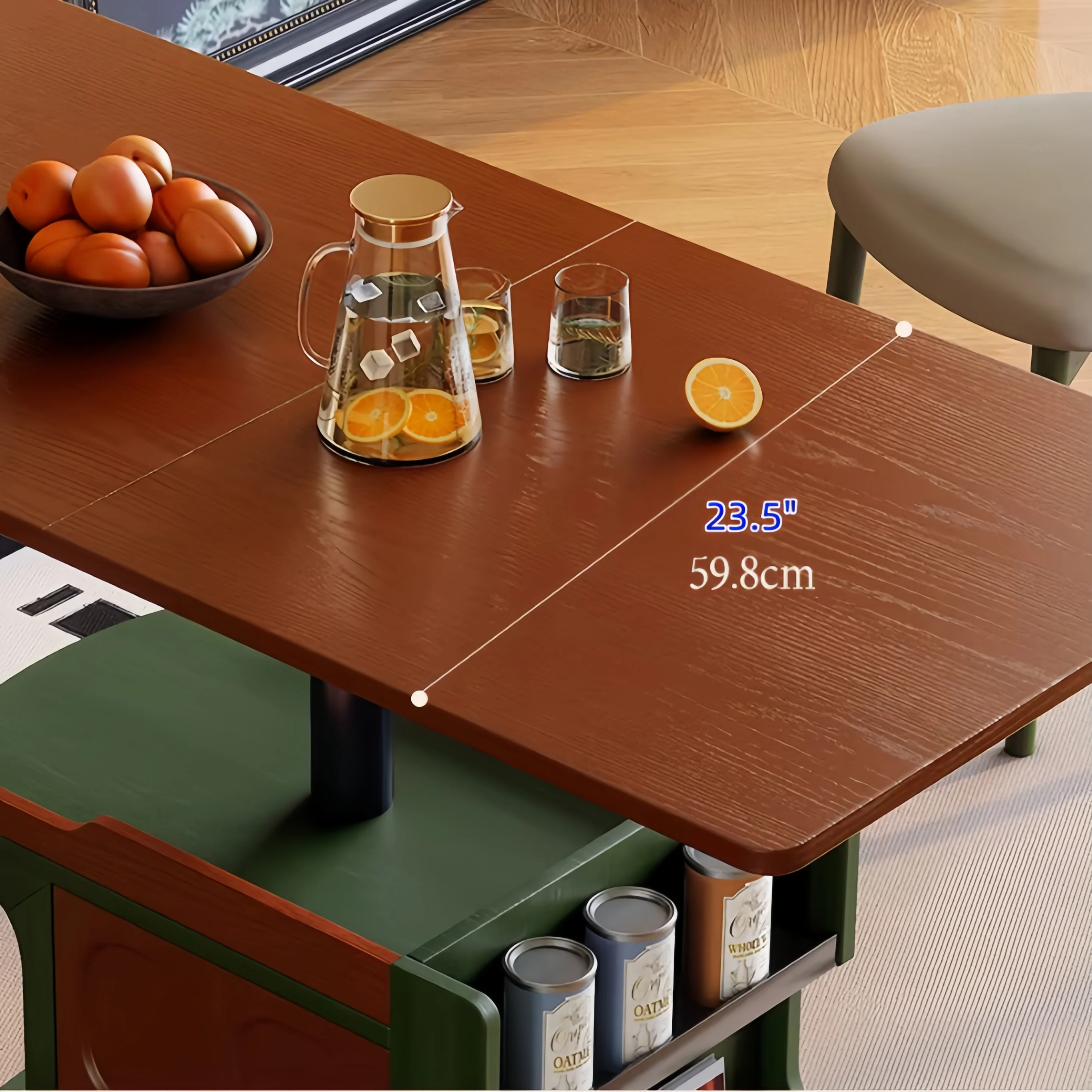 Nordic Retro Liftable End Table with Storage and Universal Wheels - Image 5