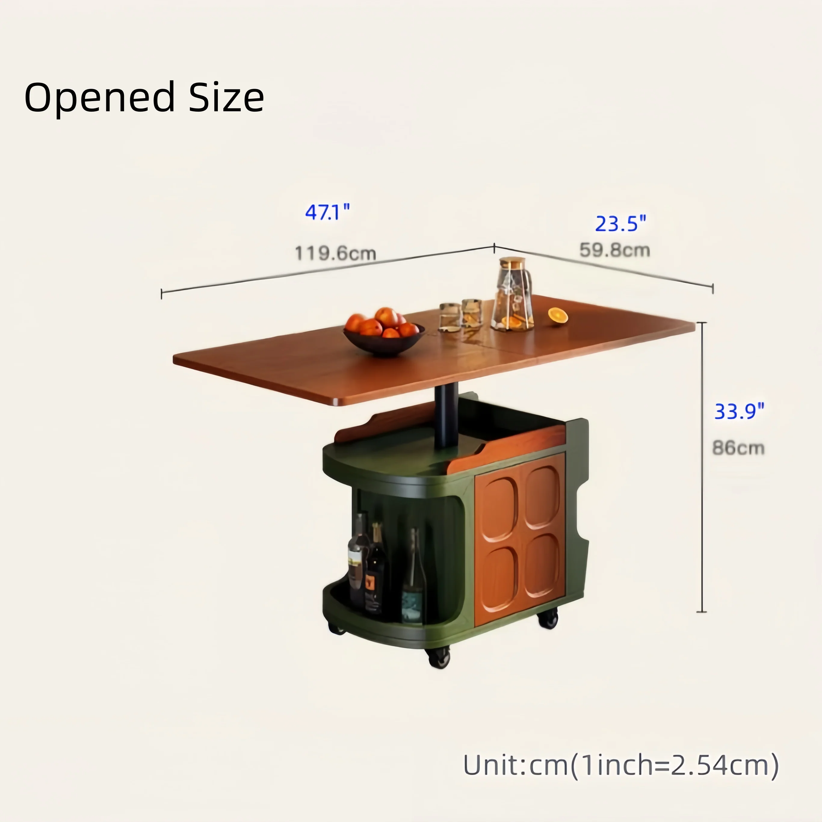 Nordic Retro Liftable End Table with Storage and Universal Wheels - Image 9