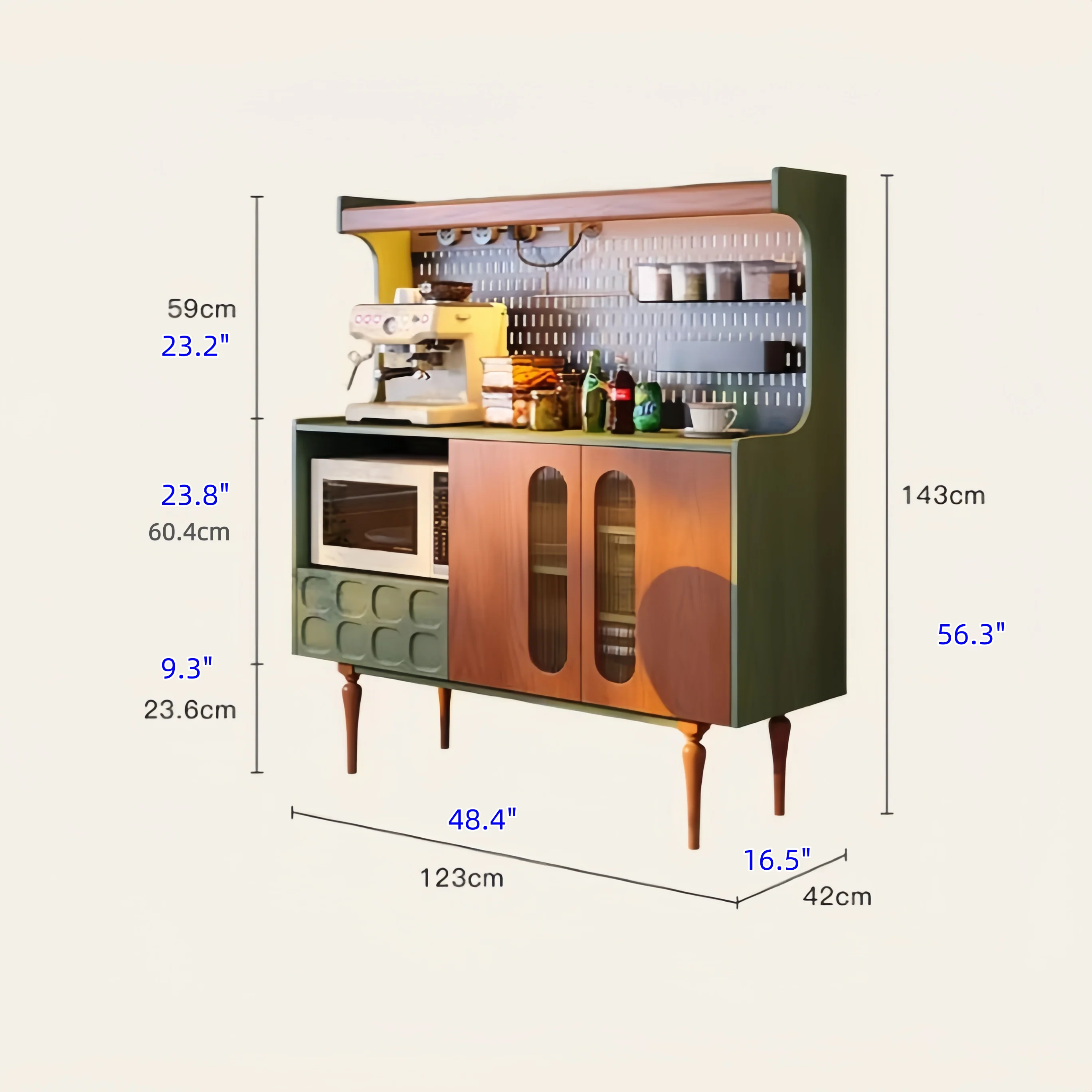 Nordic Retro Solid Wood Sideboard Cabinet with DIY Pegboard - Image 11