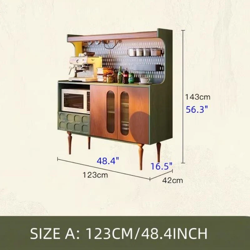 Nordic Retro Solid Wood Sideboard Cabinet with DIY Pegboard - Image 12