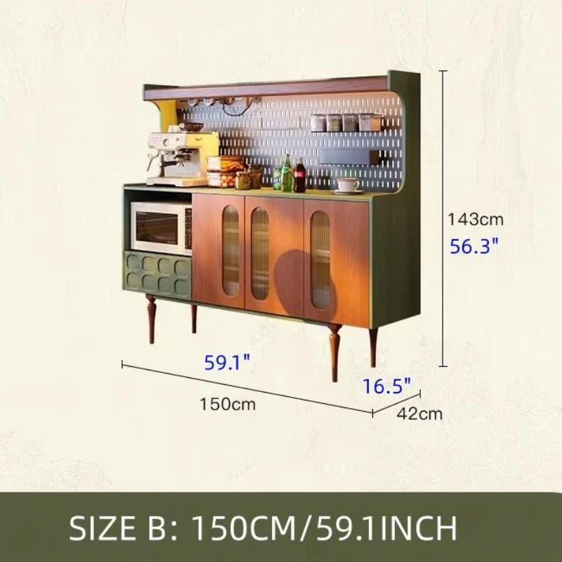 Nordic Retro Solid Wood Sideboard Cabinet with DIY Pegboard - Image 13