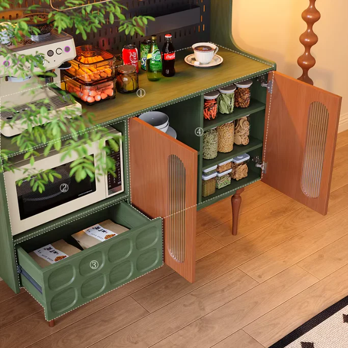 Nordic Retro Solid Wood Sideboard Cabinet with DIY Pegboard - Image 7