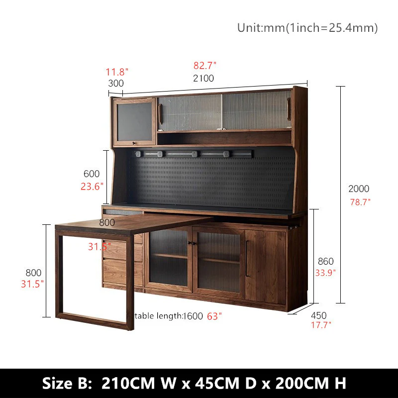 North America Black Walnut Wood Sideboard Cabinet with Rotating Desk - Image 17