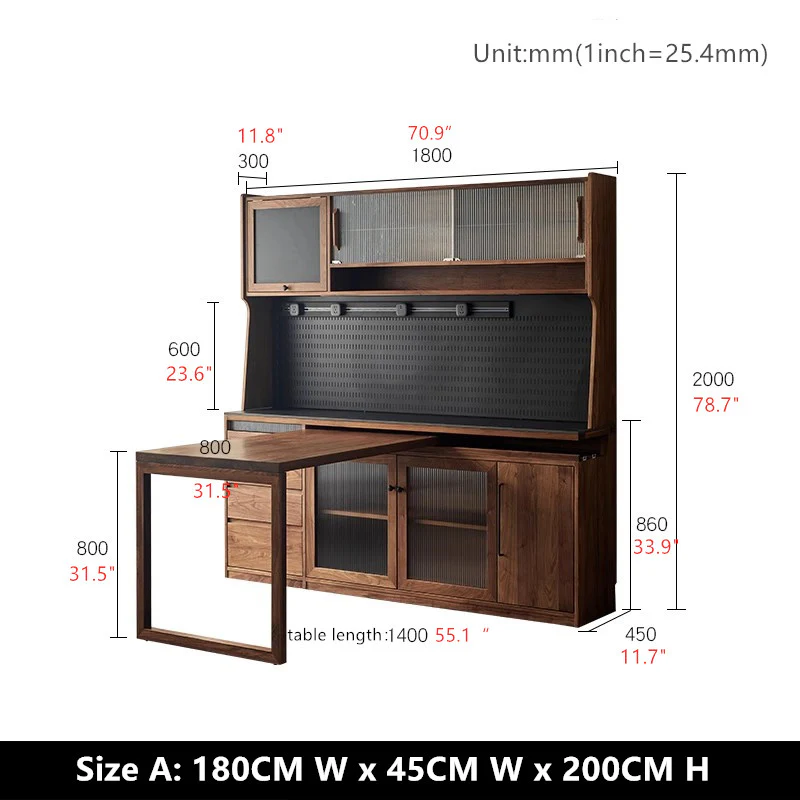North America Black Walnut Wood Sideboard Cabinet with Rotating Desk - Image 18