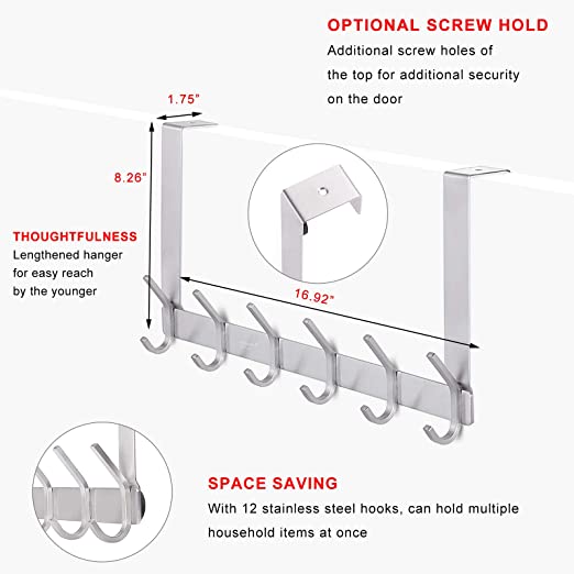 Over The Door Hook Stainless Steel Heavy Duty Door Hanger - Image 4