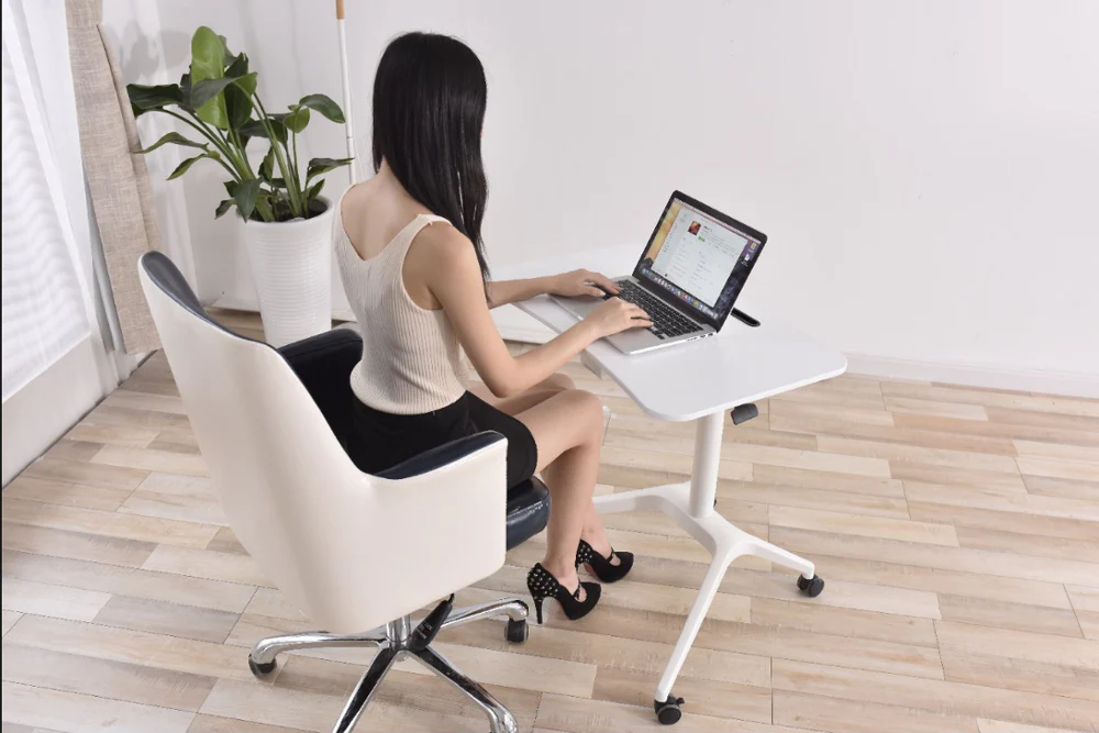 Pneumatic single leg sit to stand desk height adjustable workstation - Image 4