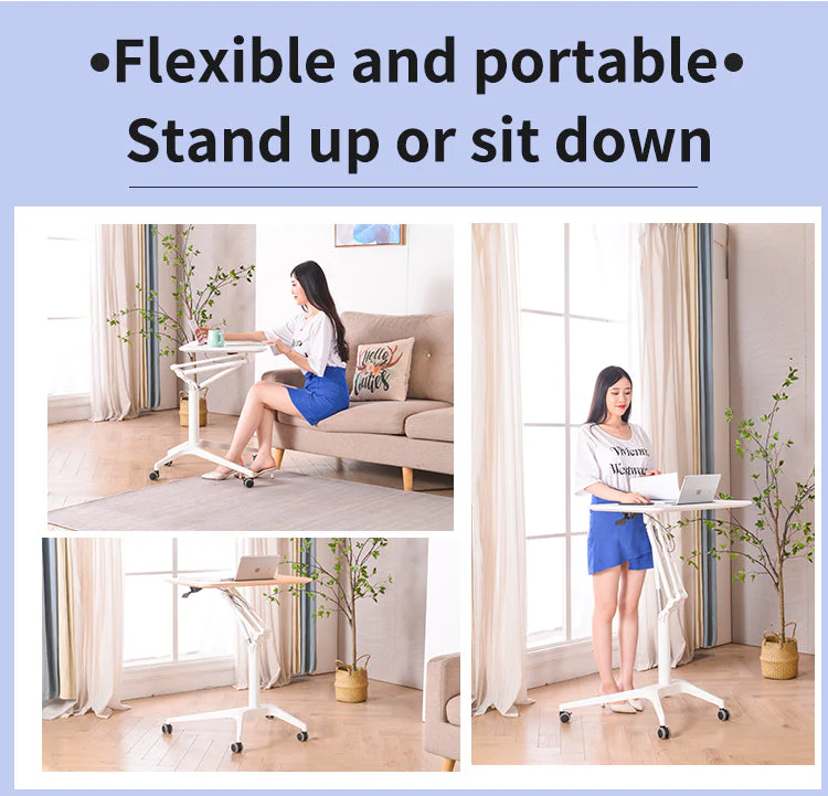 Pneumatic single leg sit to stand desk height adjustable workstation - Image 8