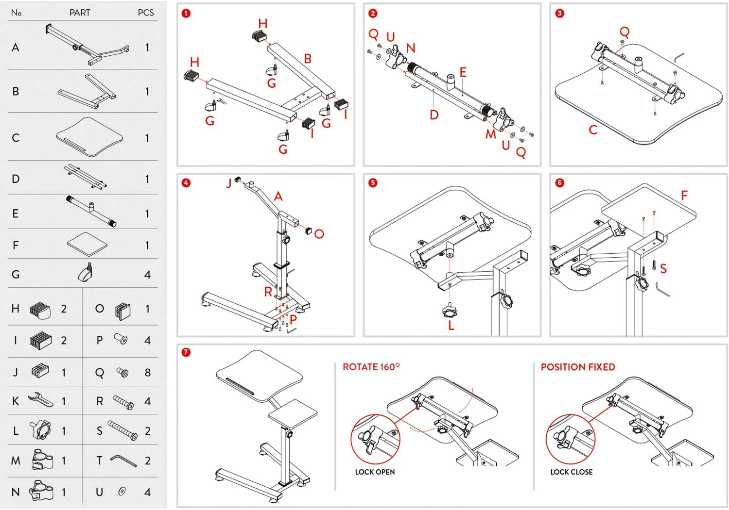 Portable ans Adjustable Height Rolling Laptop Desk with Mouse Pad - Image 3