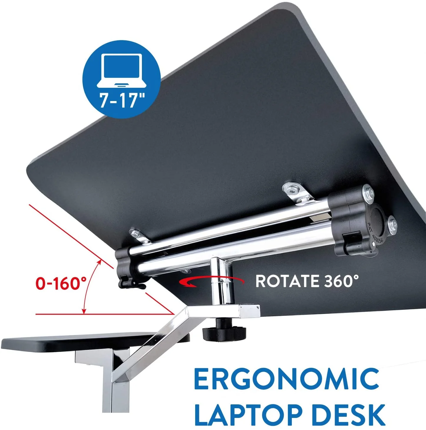 Portable ans Adjustable Height Rolling Laptop Desk with Mouse Pad - Image 5