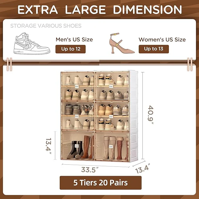 Portable Shoe Rack Organizer with Magnetic Clear Door for Closet Entryway - Image 11