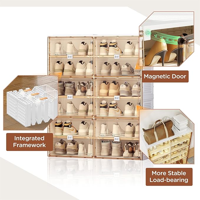 Portable Shoe Rack Organizer with Magnetic Clear Door for Closet Entryway - Image 5