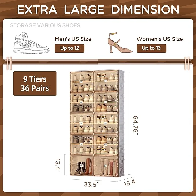 Portable Shoe Rack Organizer with Magnetic Clear Door for Closet Entryway - Image 7