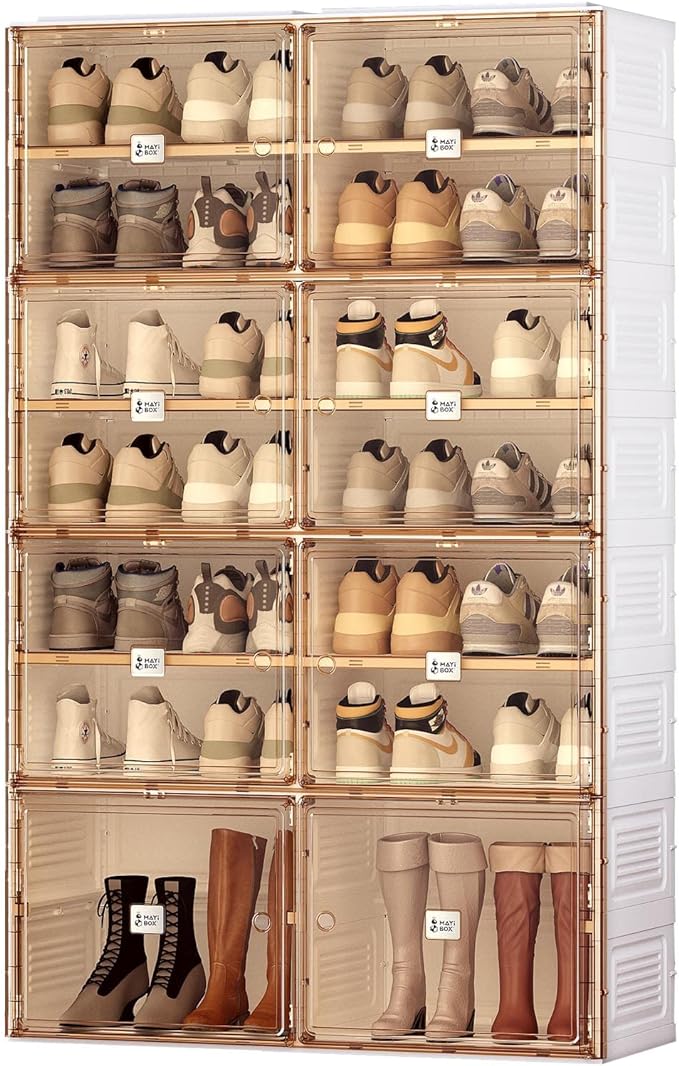 Portable Shoe Rack Organizer with Magnetic Clear Door for Closet Entryway - Image 8