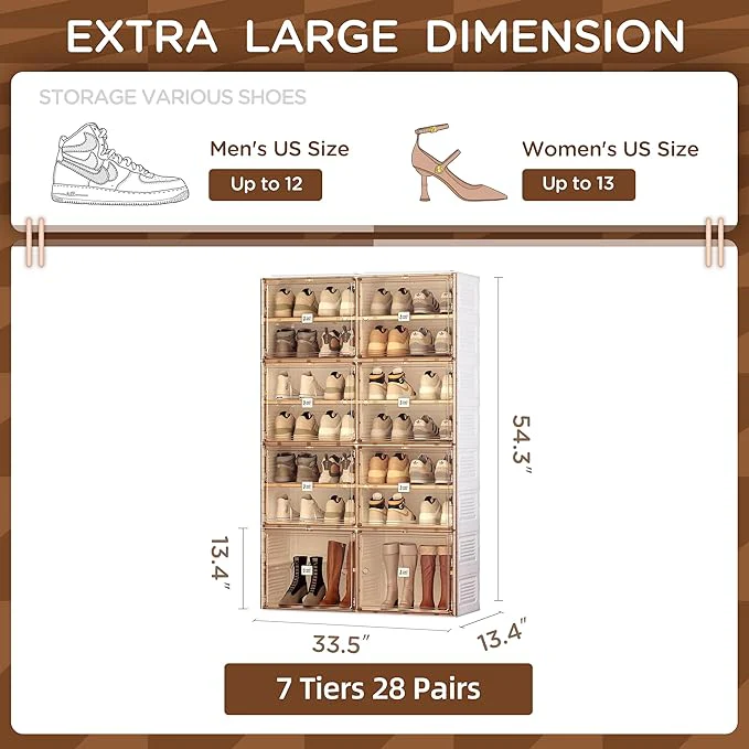 Portable Shoe Rack Organizer with Magnetic Clear Door for Closet Entryway - Image 9