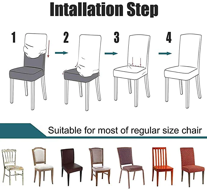 Printed Stretch Spandex Removable Washable Dining Chair Covers for Home, Kitchen, Party, Restaurant - Image 6