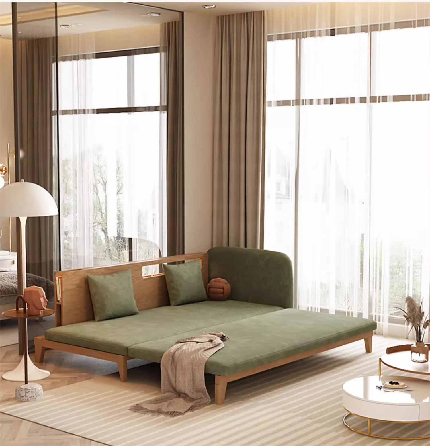 Pull Out Sofa Bed with Backrest and Single Armrest - Image 10