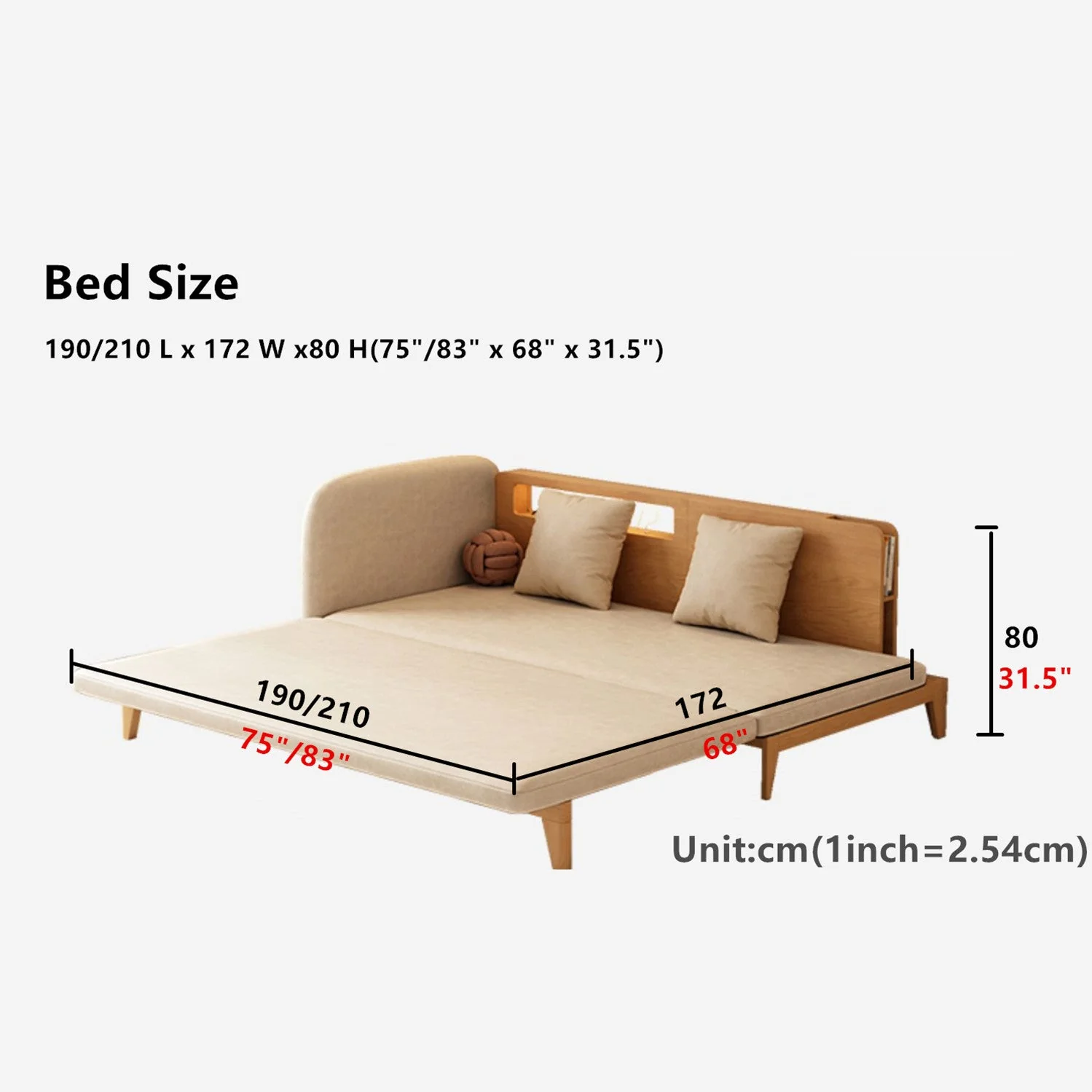 Pull Out Sofa Bed with Backrest and Single Armrest - Image 15