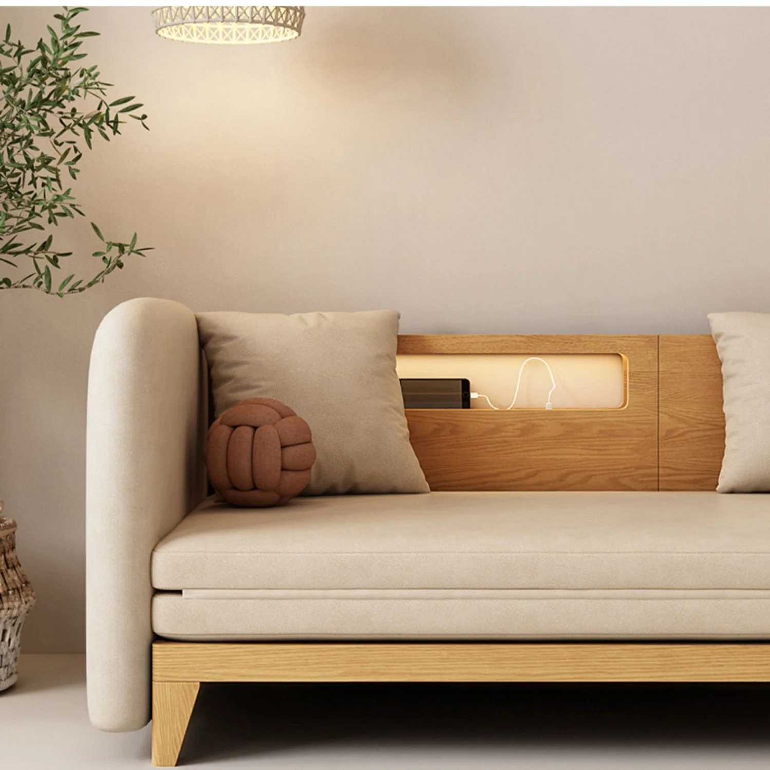 Pull Out Sofa Bed with Backrest and Single Armrest - Image 5