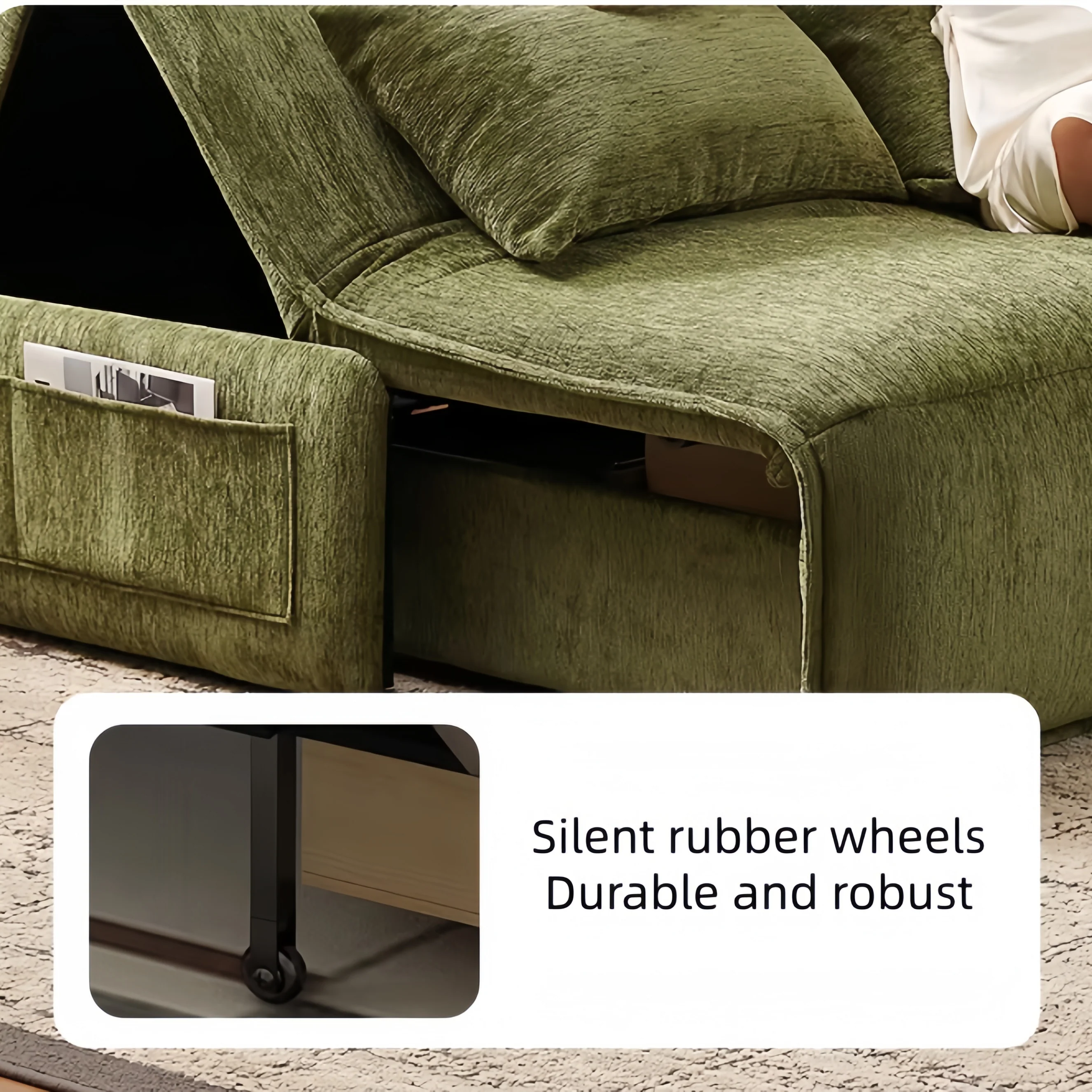 Remote Controlled Electric Chenille Fabric Sofa Bed - Image 11