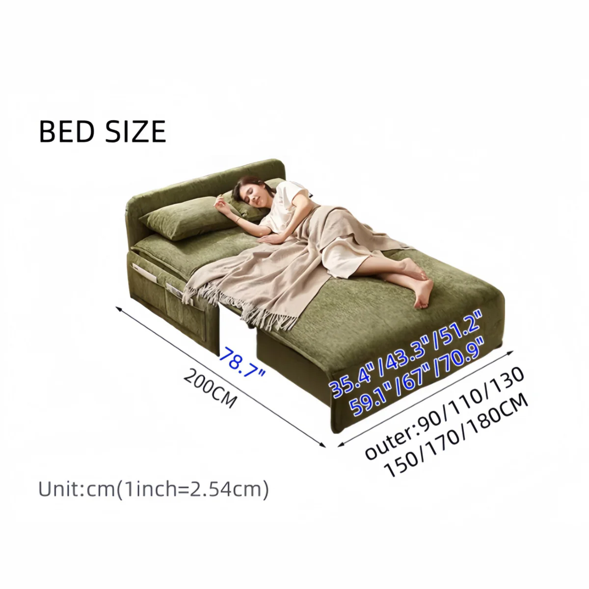 Remote Controlled Electric Chenille Fabric Sofa Bed - Image 13