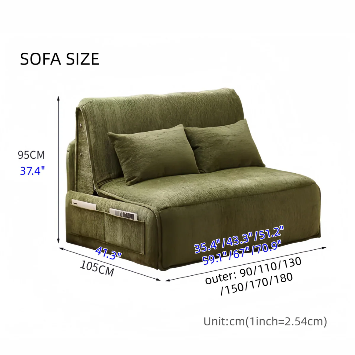 Remote Controlled Electric Chenille Fabric Sofa Bed - Image 14