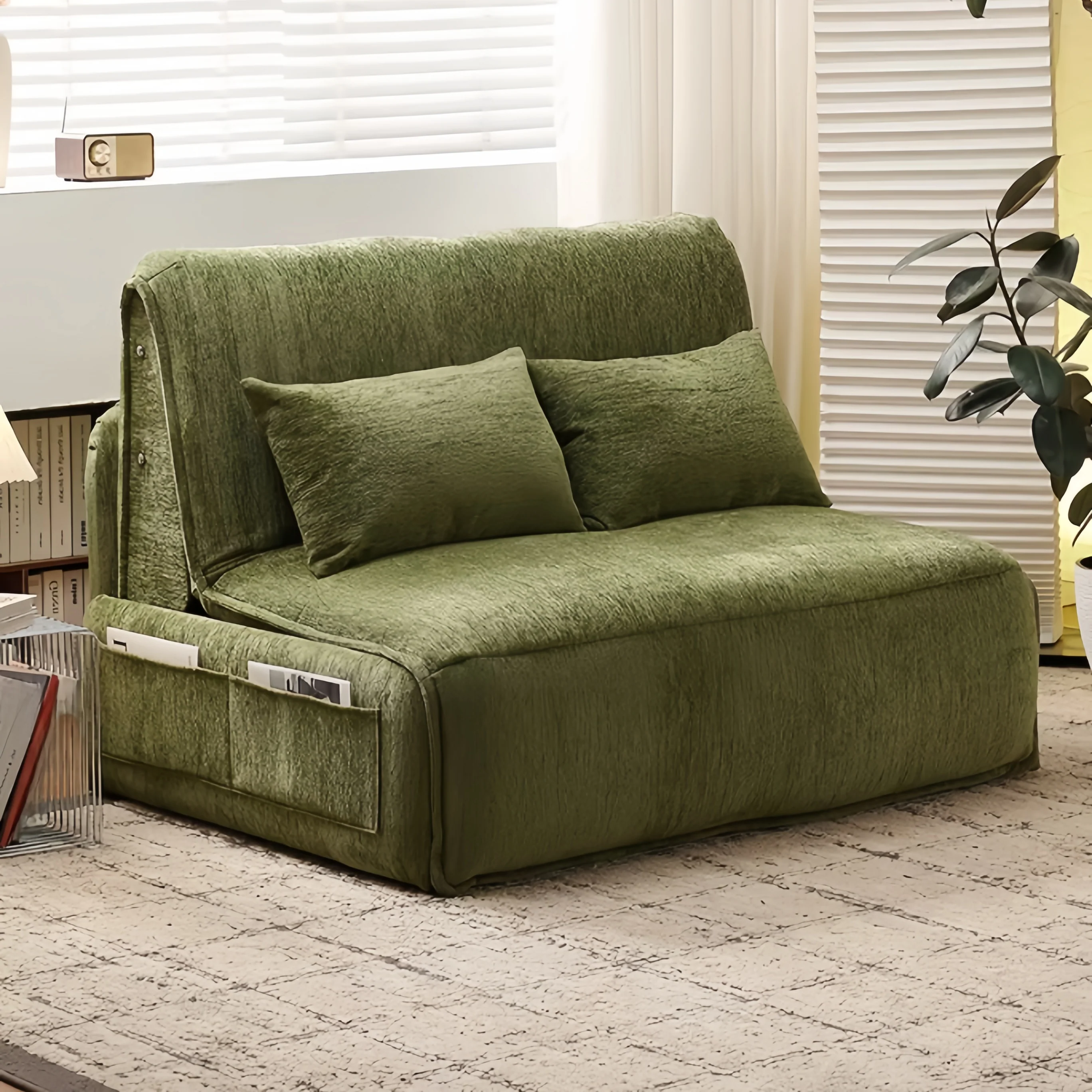 Remote Controlled Electric Chenille Fabric Sofa Bed - Image 2