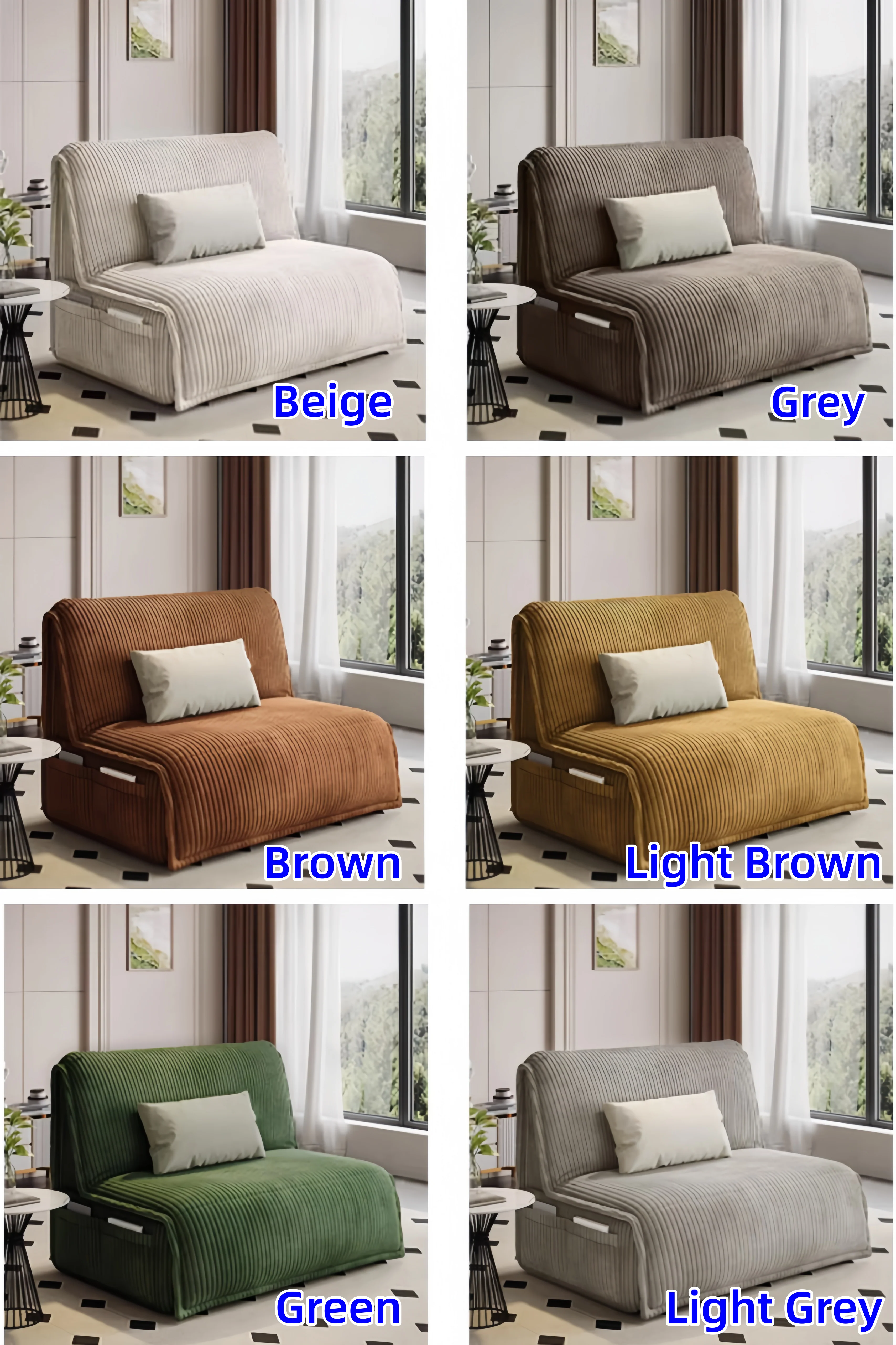 Remote Controlled Electric Corduroy Fabric Sofa Bed with Storage Drawer - Image 8