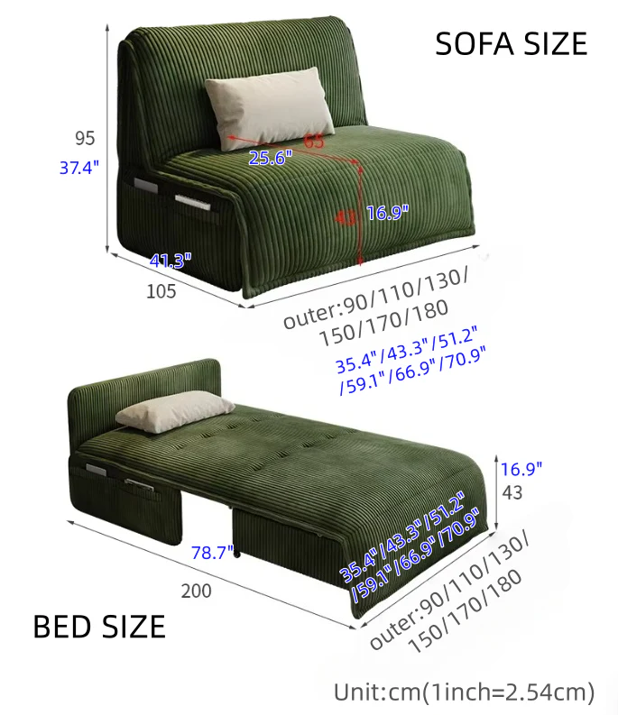 Remote Controlled Electric Corduroy Fabric Sofa Bed with Storage Drawer - Image 9