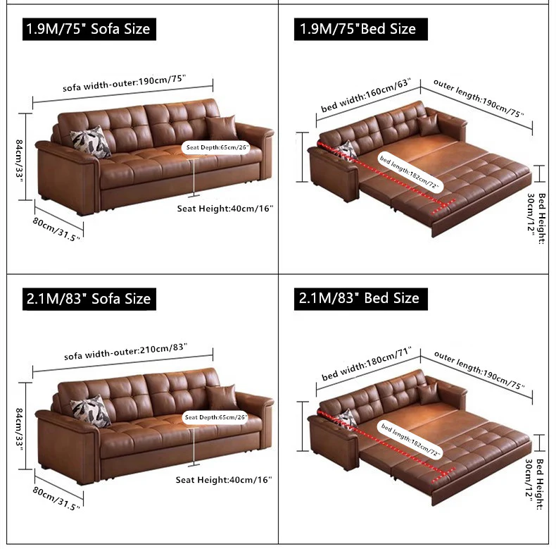 Retro Leathaire Fabric Pull Out Sofa Bed with Underneath Storage - Image 11