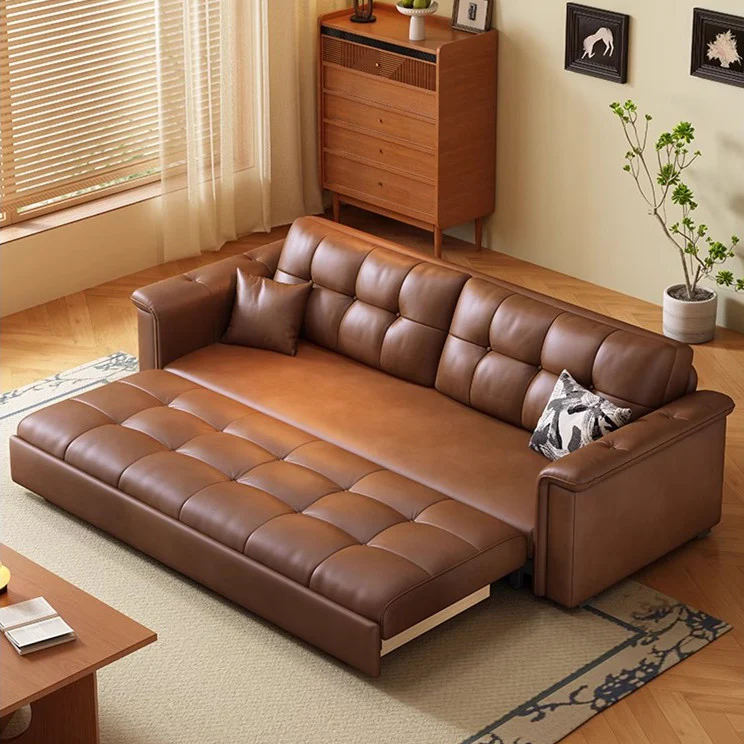 Retro Leathaire Fabric Pull Out Sofa Bed with Underneath Storage - Image 3