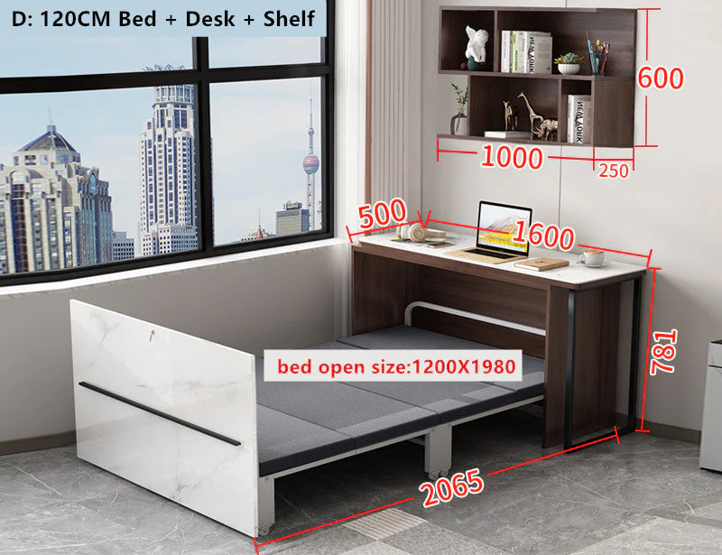 Rotating Corner Computer Desk with Folding Bed - Image 10
