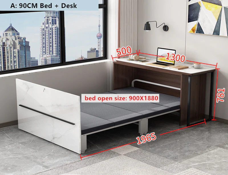 Rotating Corner Computer Desk with Folding Bed - Image 7