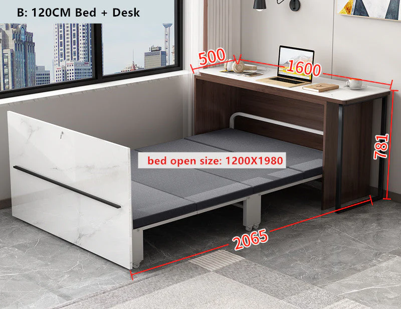 Rotating Corner Computer Desk with Folding Bed - Image 8