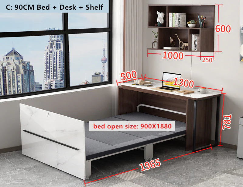 Rotating Corner Computer Desk with Folding Bed - Image 9