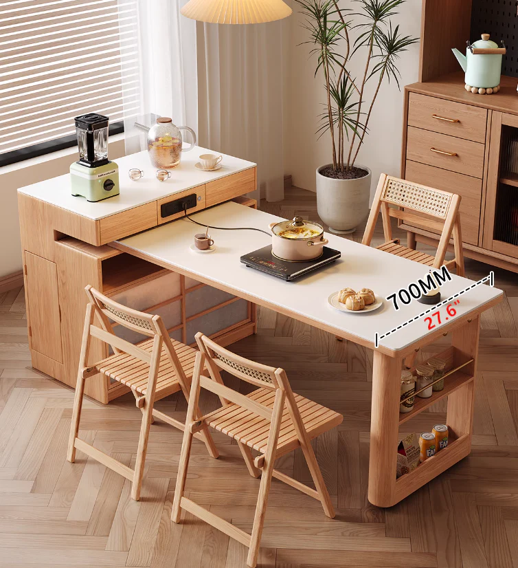 Rotating Island Table with Chair Storage and Sideboard Cabinet - Image 5