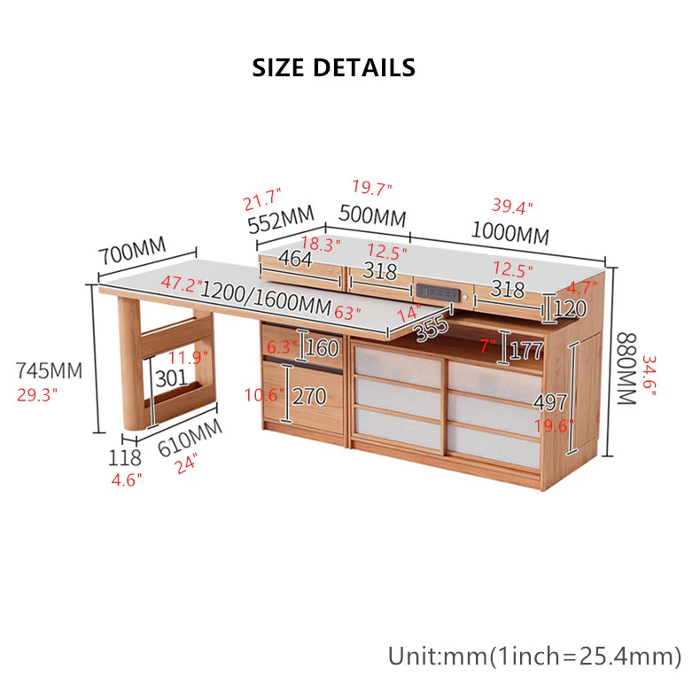 Rotating Island Table with Chair Storage and Sideboard Cabinet - Image 9
