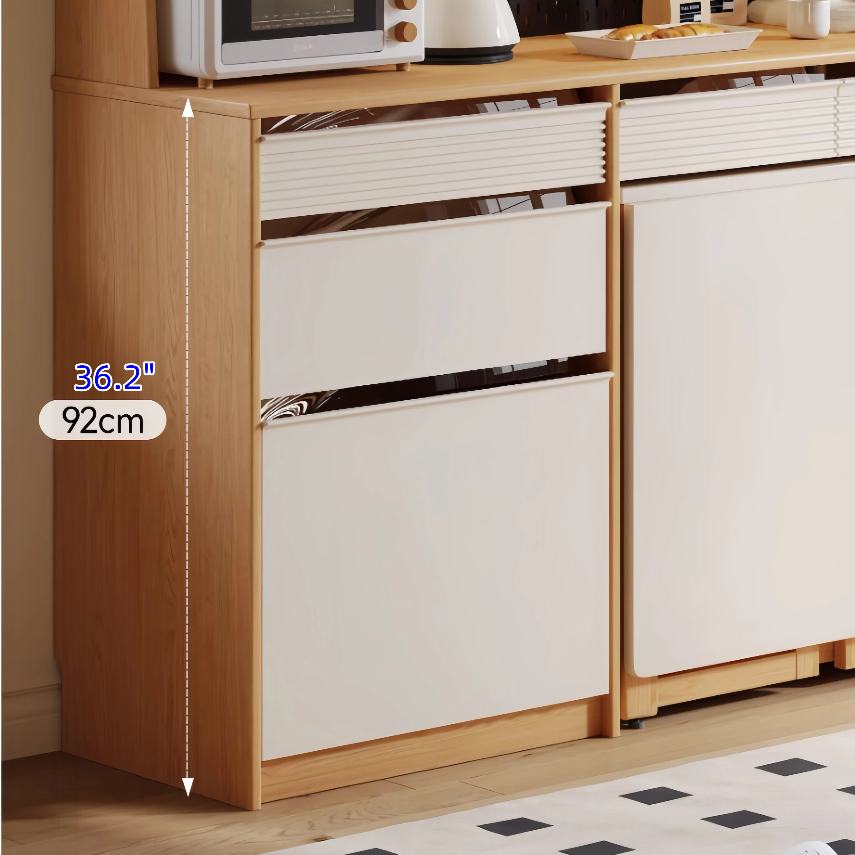 Sideboard Cabinet with Double Drop Leaf Dining Table and 4 Folding Chairs - Image 10