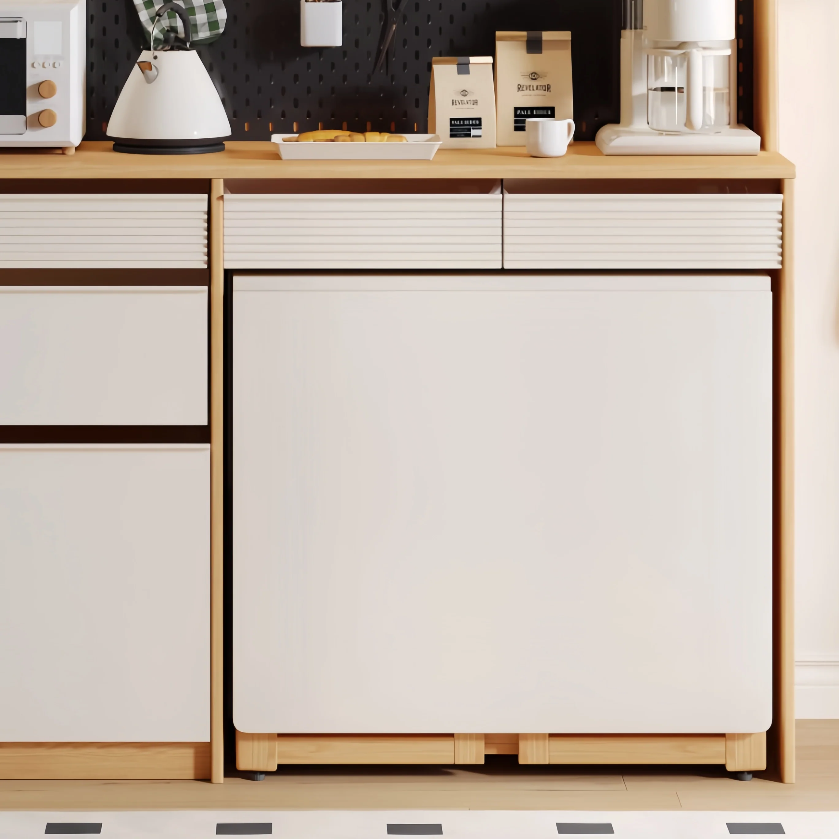 Sideboard Cabinet with Double Drop Leaf Dining Table and 4 Folding Chairs - Image 12