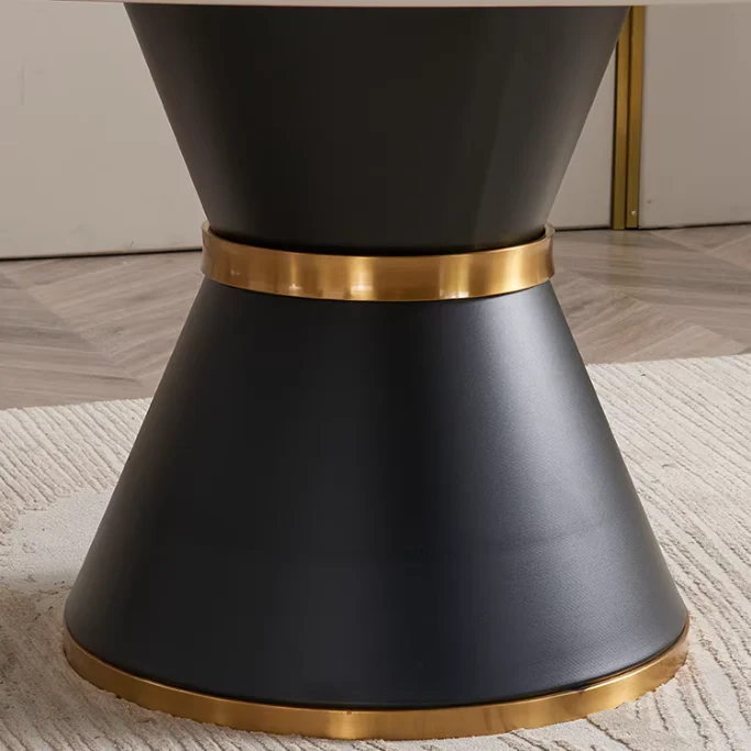 Sintered Stone Tabletop Round Dining Table with Rotating Expandable Hidden Leaf - Image 15