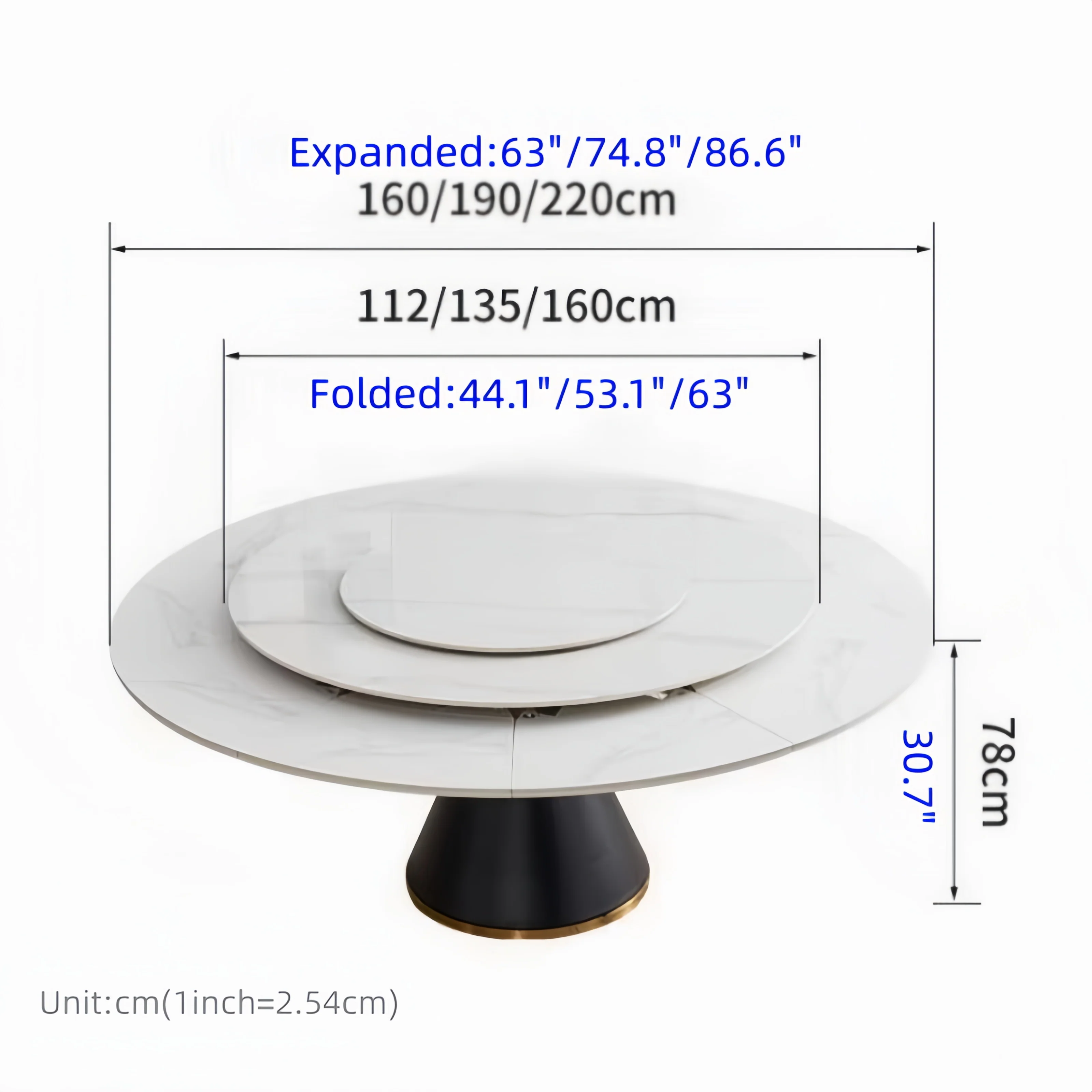 Sintered Stone Tabletop Round Dining Table with Rotating Expandable Hidden Leaf - Image 16