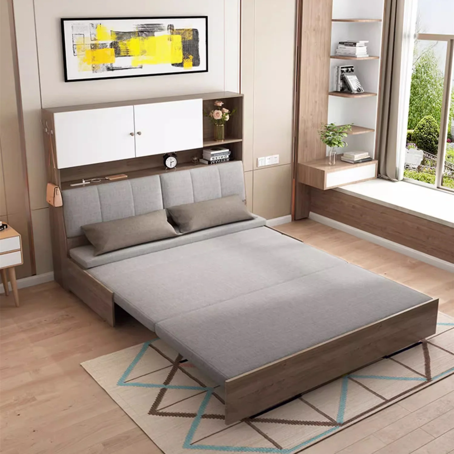 Sofa Bed With Underneath Storage and Book Shelf - Image 4