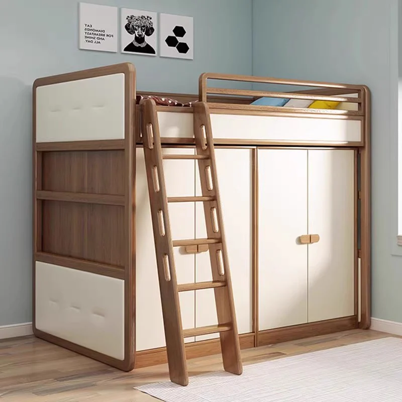 Solid Ash Wood Loft Bed with Underneath Wardrobe - Image 7
