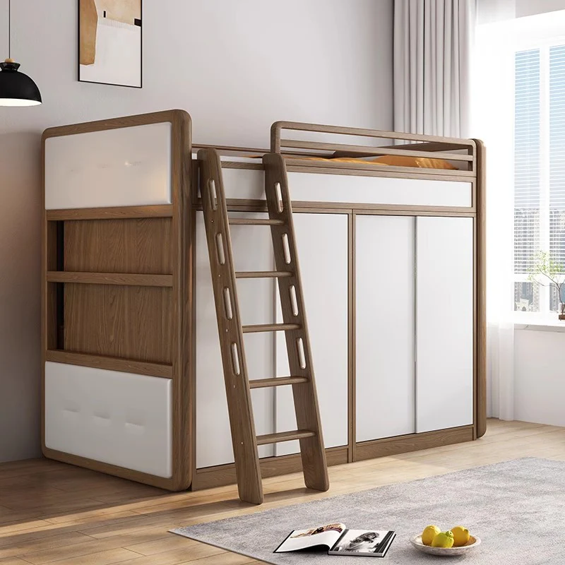 Solid Ash Wood Loft Bed with Underneath Wardrobe - Image 8