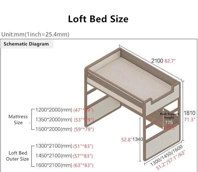Solid Ash Wood Loft Bed with Underneath Wardrobe - Image 9