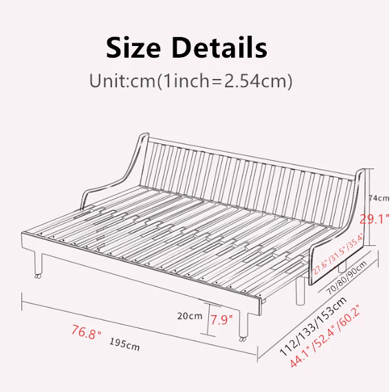 Solid Beech Wood Pull Out Sofa Bed with Back Support Frame - Image 11