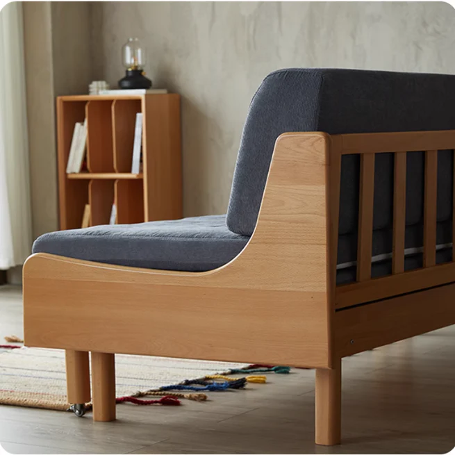 Solid Beech Wood Pull Out Sofa Bed with Back Support Frame - Image 7